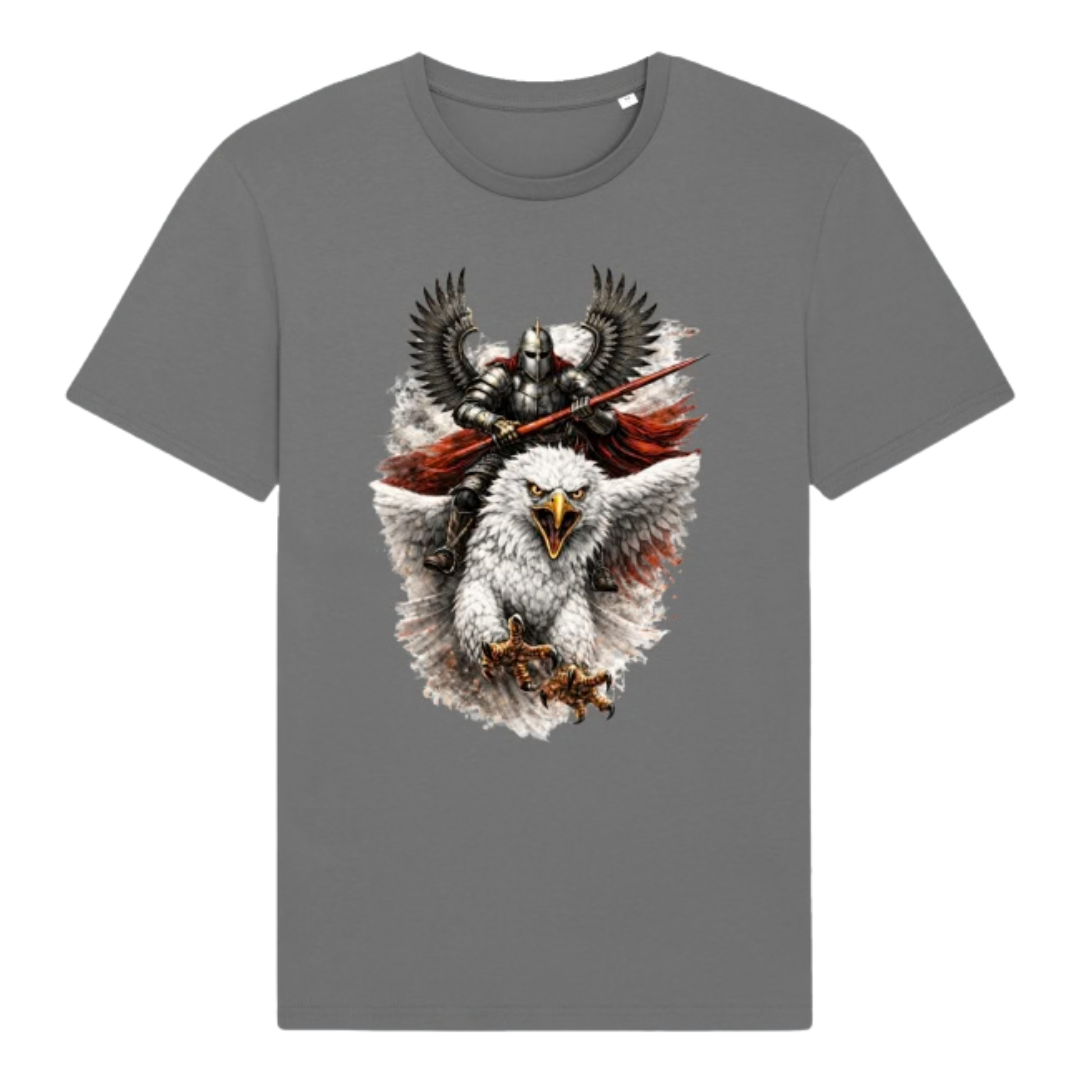 Husaria 03 szary Koszulka patriotyczna Husaria – Husarz na orle - obrazek 1
